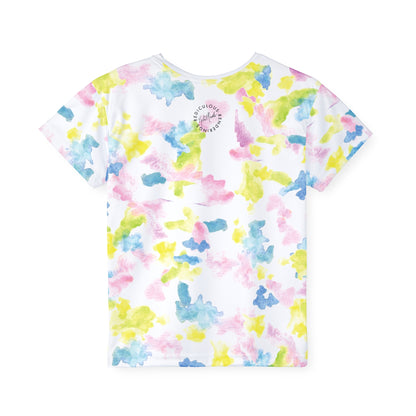 Kids Jersey — Watercolor Tie-Dye Dachshund Crew with 'Good Vibes'