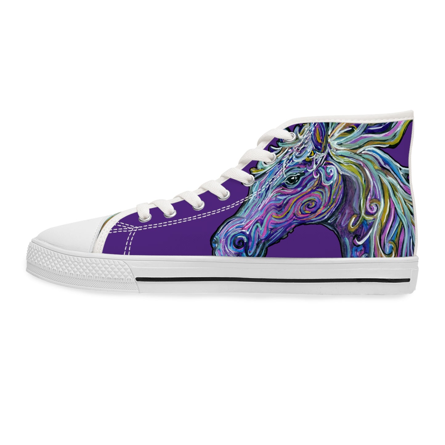 Purple Abstract Horse Unisex High Top Sneakers