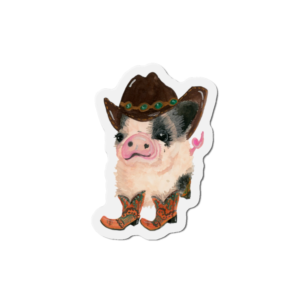 Cowboy Pig Die-Cut Magnets  Custom Shape, 5 Sizes, Vinyl Material for Outdoor Use, Flexible and Durable, Black Backing - Home Decor Refrigerator Magnets