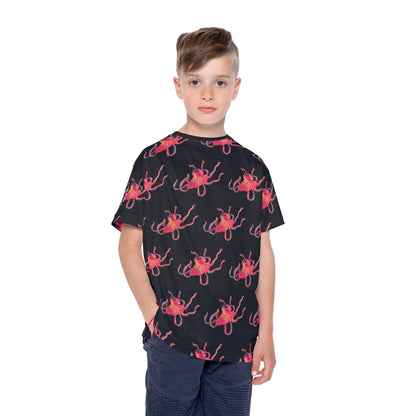 Kids Octopus Sports Jersey — Bright Red Octopus All-Over Print