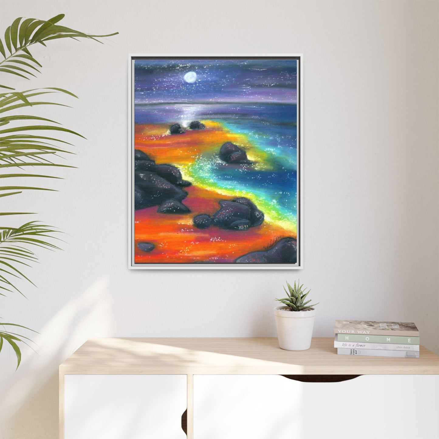 Beach at Night Frame Wall Art