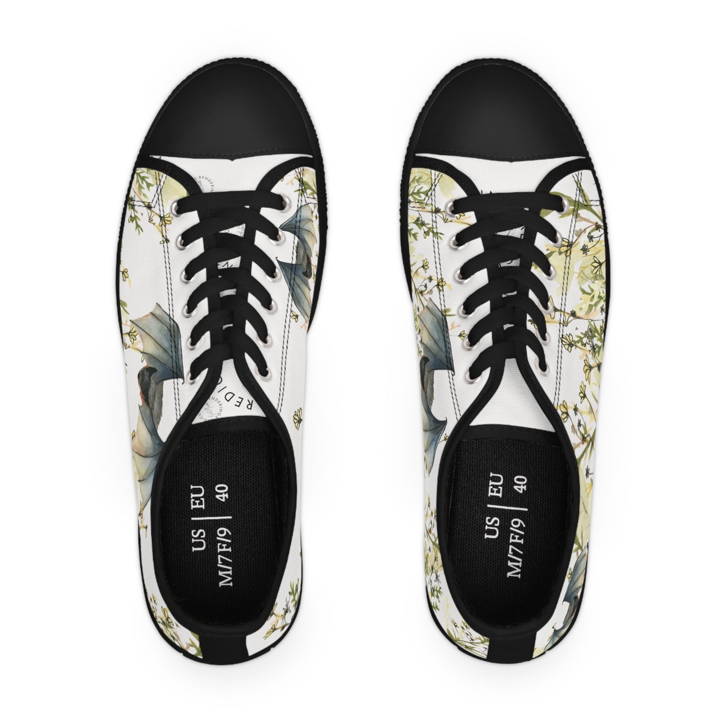 White Bat Printed Unisex Classic Low Top Sneaker Shoes