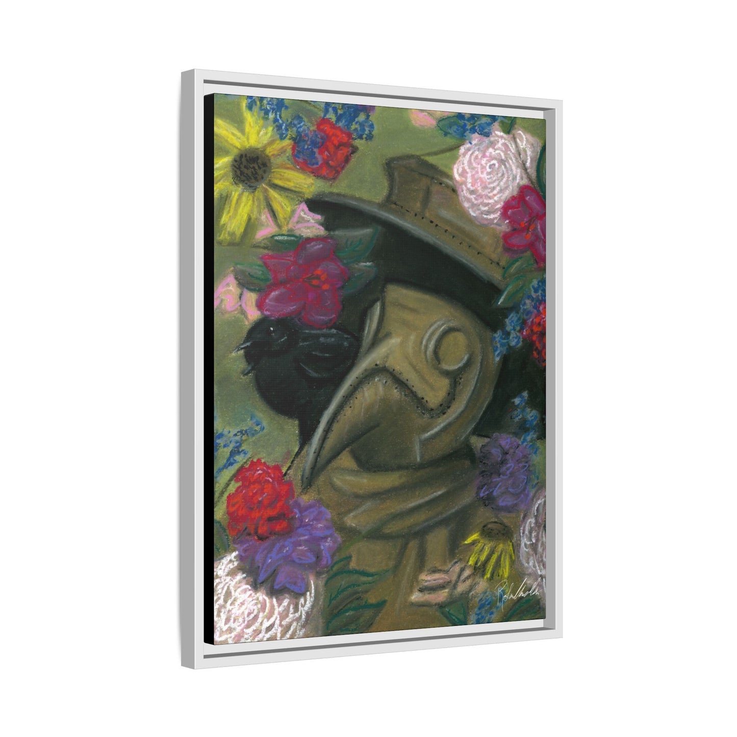 Plague Doctor and Raven Framed Wall Art