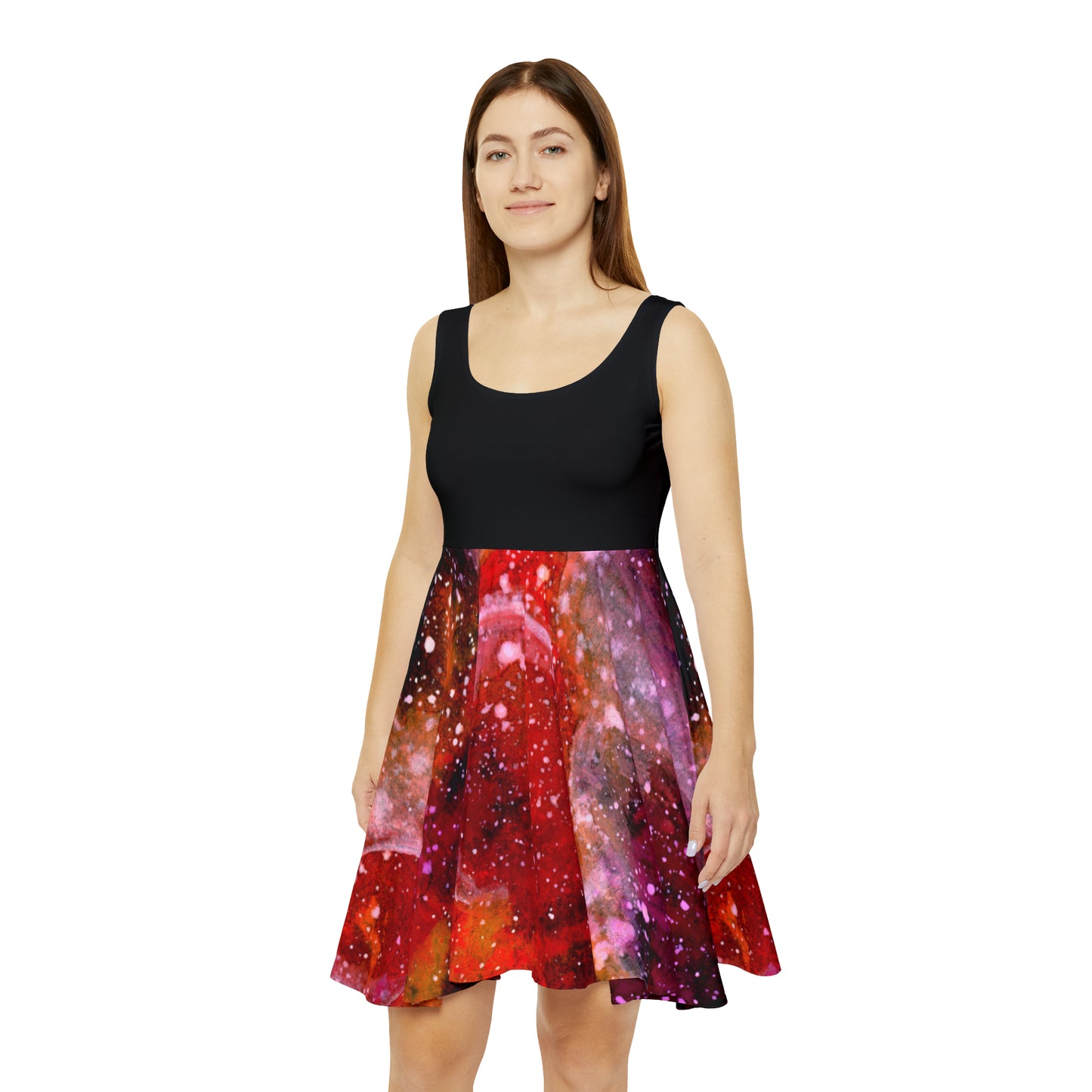 Orange Moons Galaxy Women's Skater Dress (AOP)