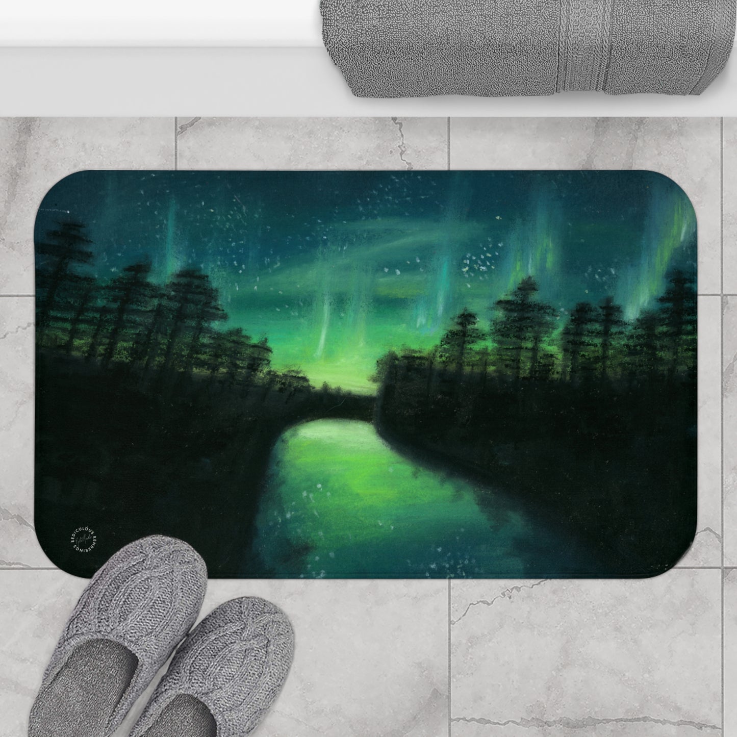 Aurora Borealis Night Sky Bath Mat