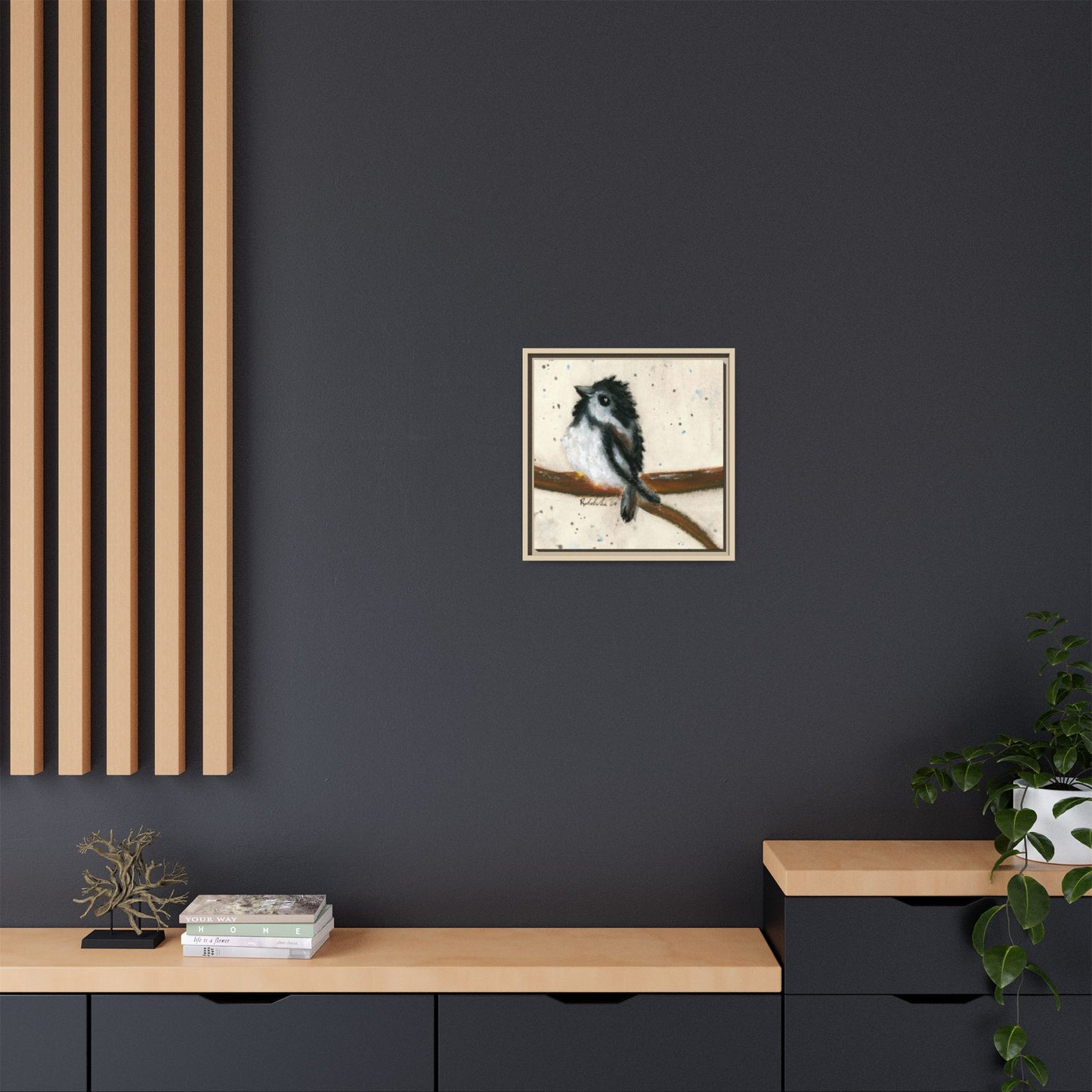 Black Finch Bird Framed Wall Art