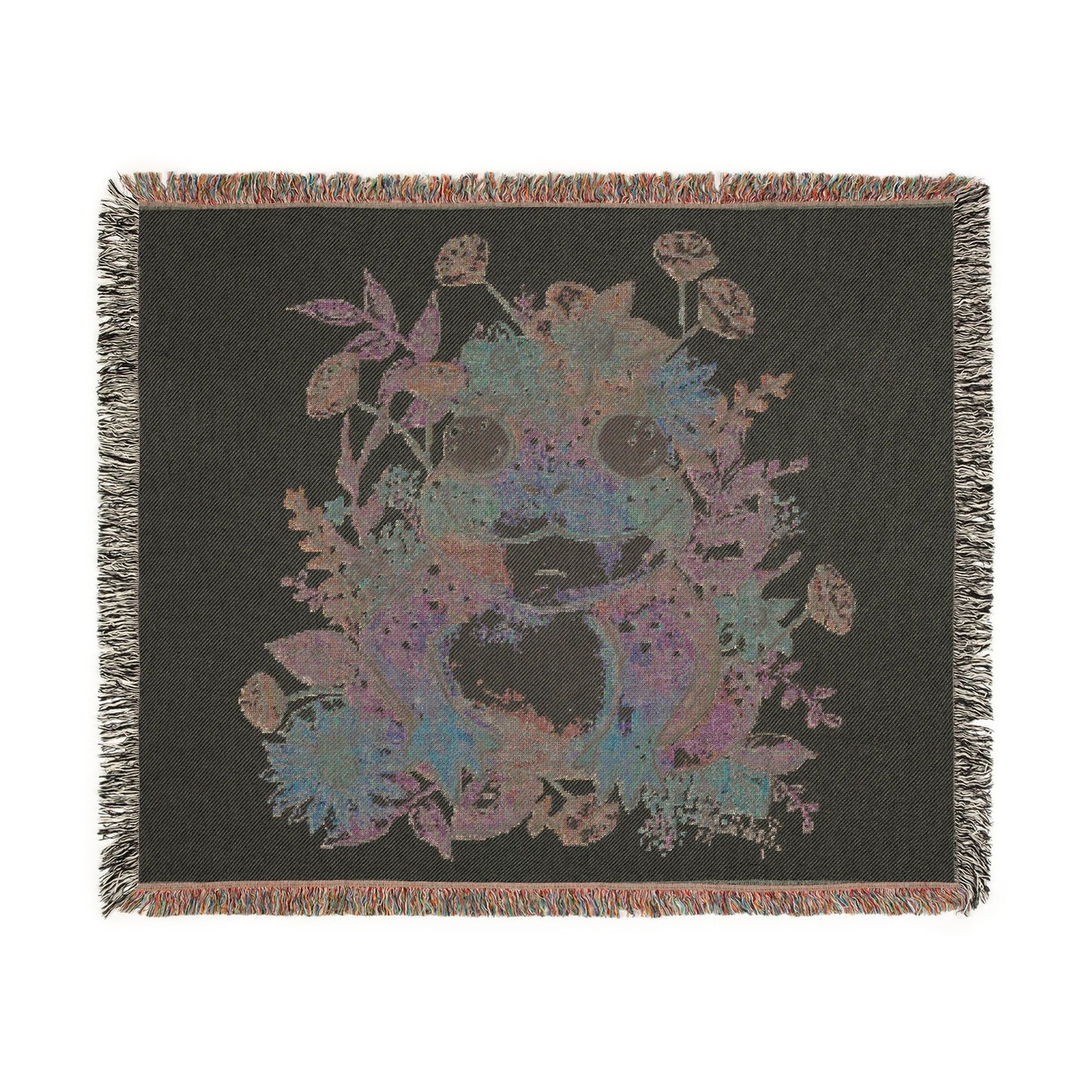 Frog Floral Woven Blanket