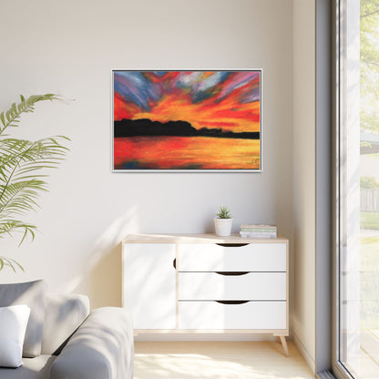 Sunset Over The Lake Framed Wall Art