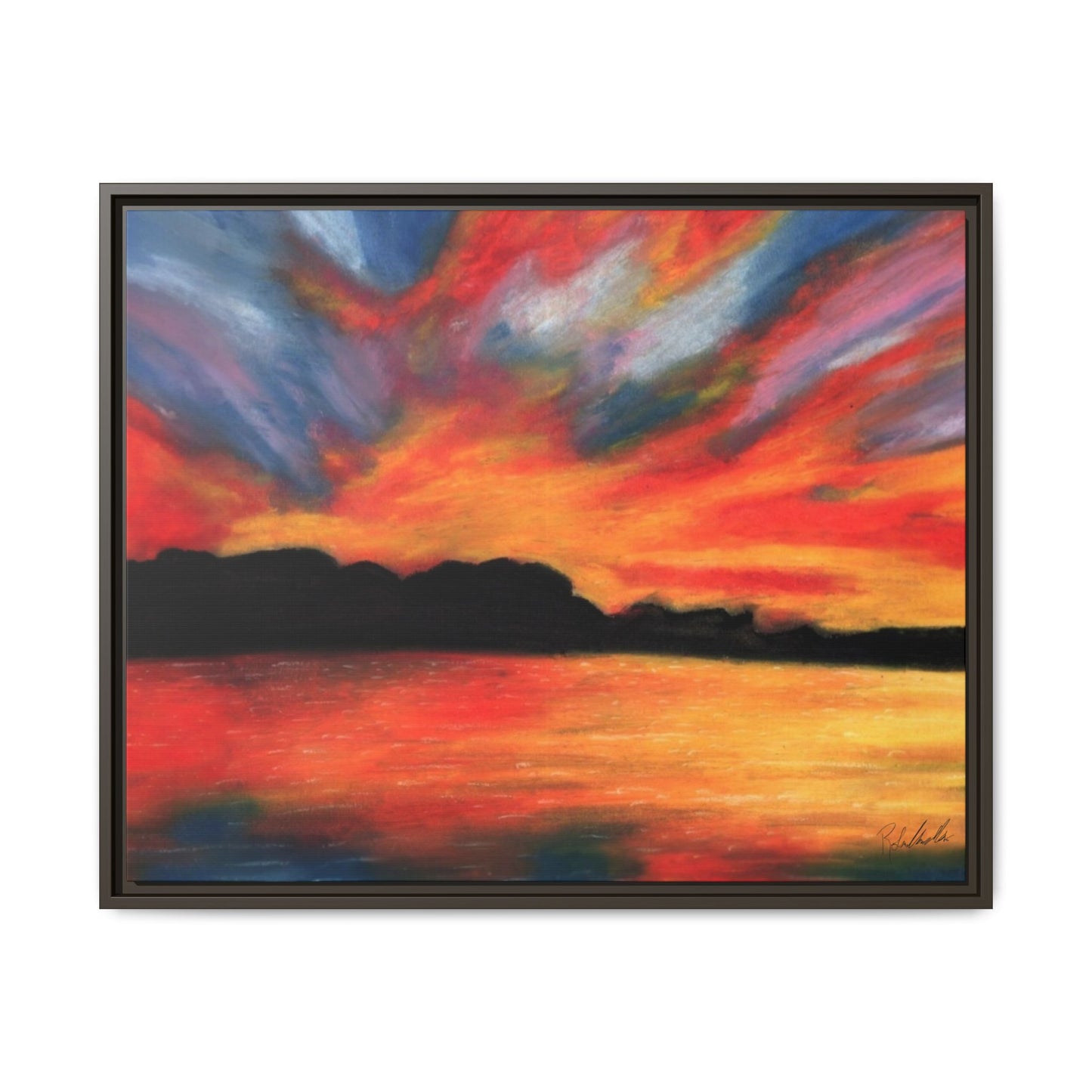 Sunset Over The Lake Framed Wall Art