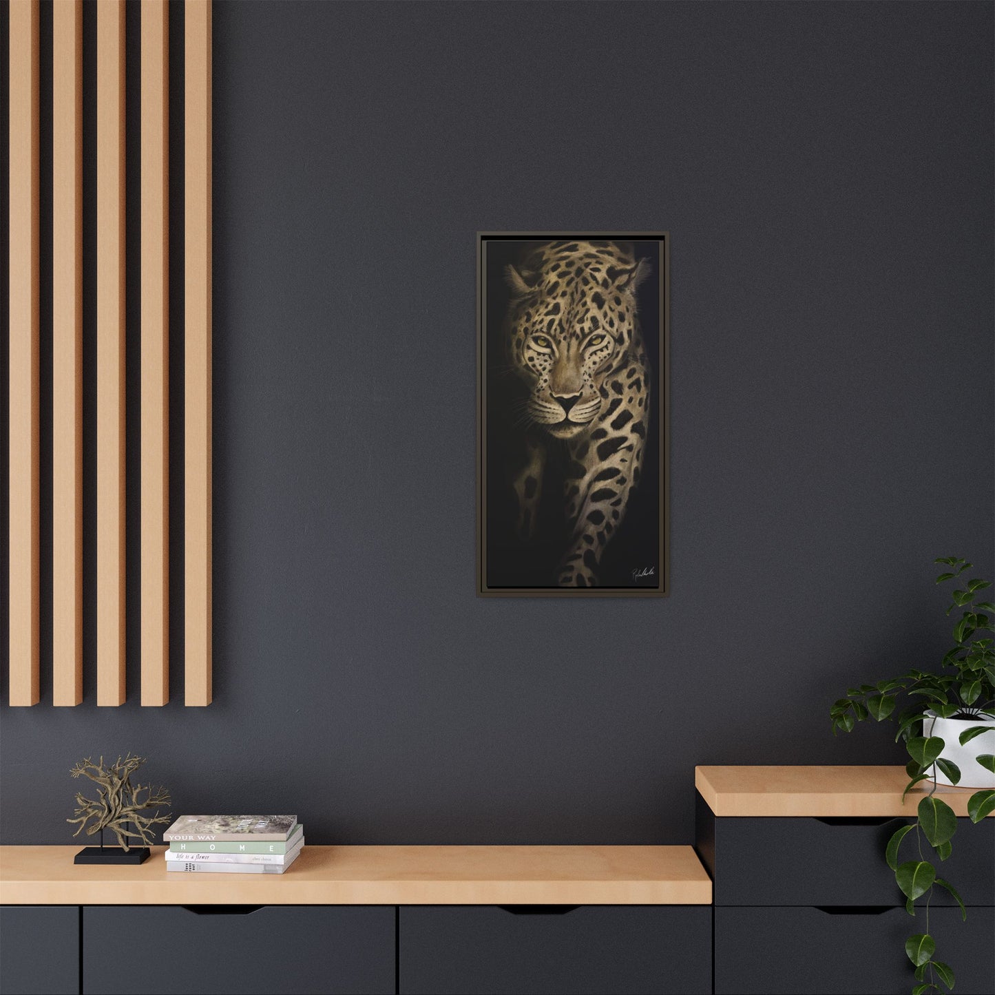 Leopard at Night Framed Wall Art