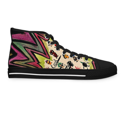 Women's High Top Sneakers — Colorful Retro Cool Beans Pattern Casual Shoes