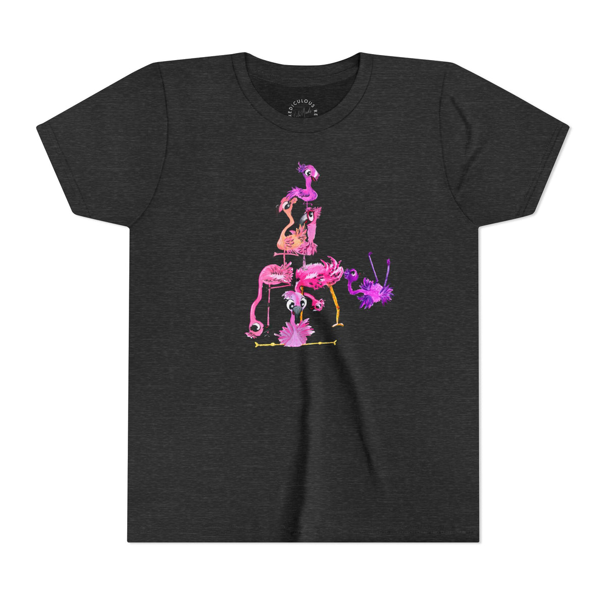 Youth Tee — Watercolor Pink Flamingo Stack Kids T-Shirt