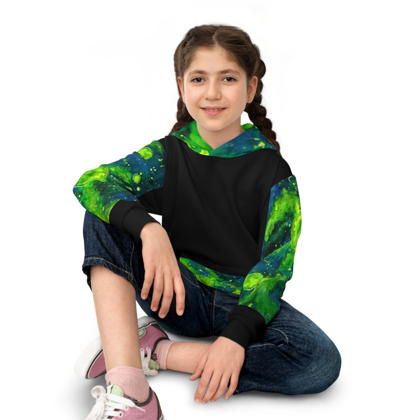 Green Galaxy Children's Hoodie (AOP)