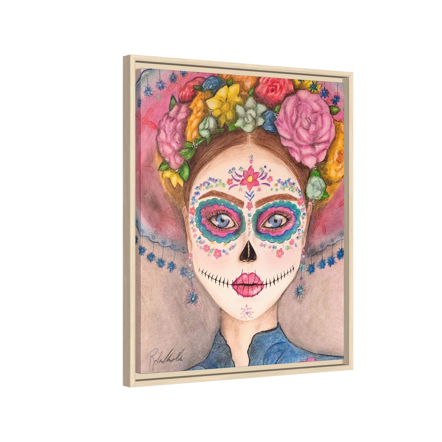Day of the Dead Skull Woman Framed Wall Art