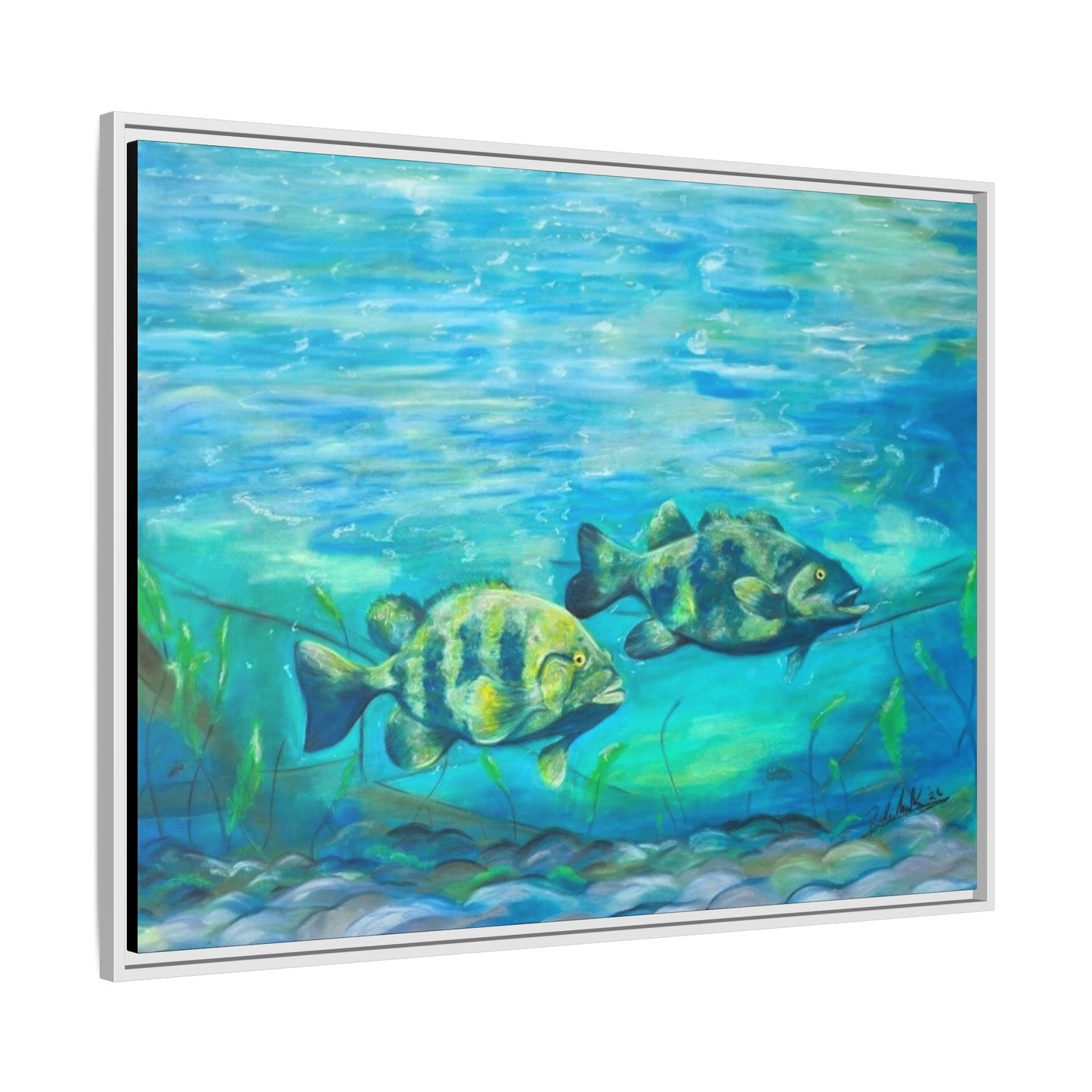 Framed Matte Canvas - Underwater Fish Scene