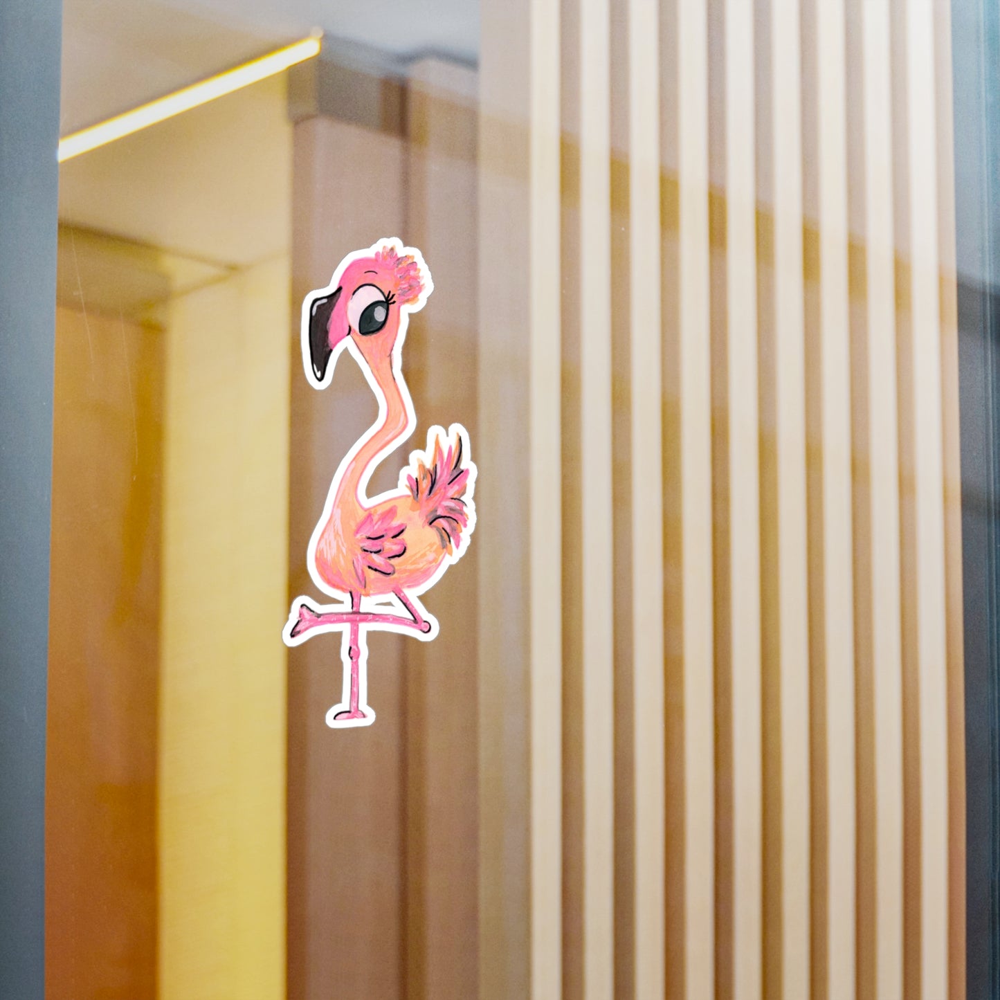 Flamingo-7 Kiss-Cut Vinyl Decals Water, Scratch & UV-Resistant Satin Finish Vinyl Sticker with Removable Adhesive