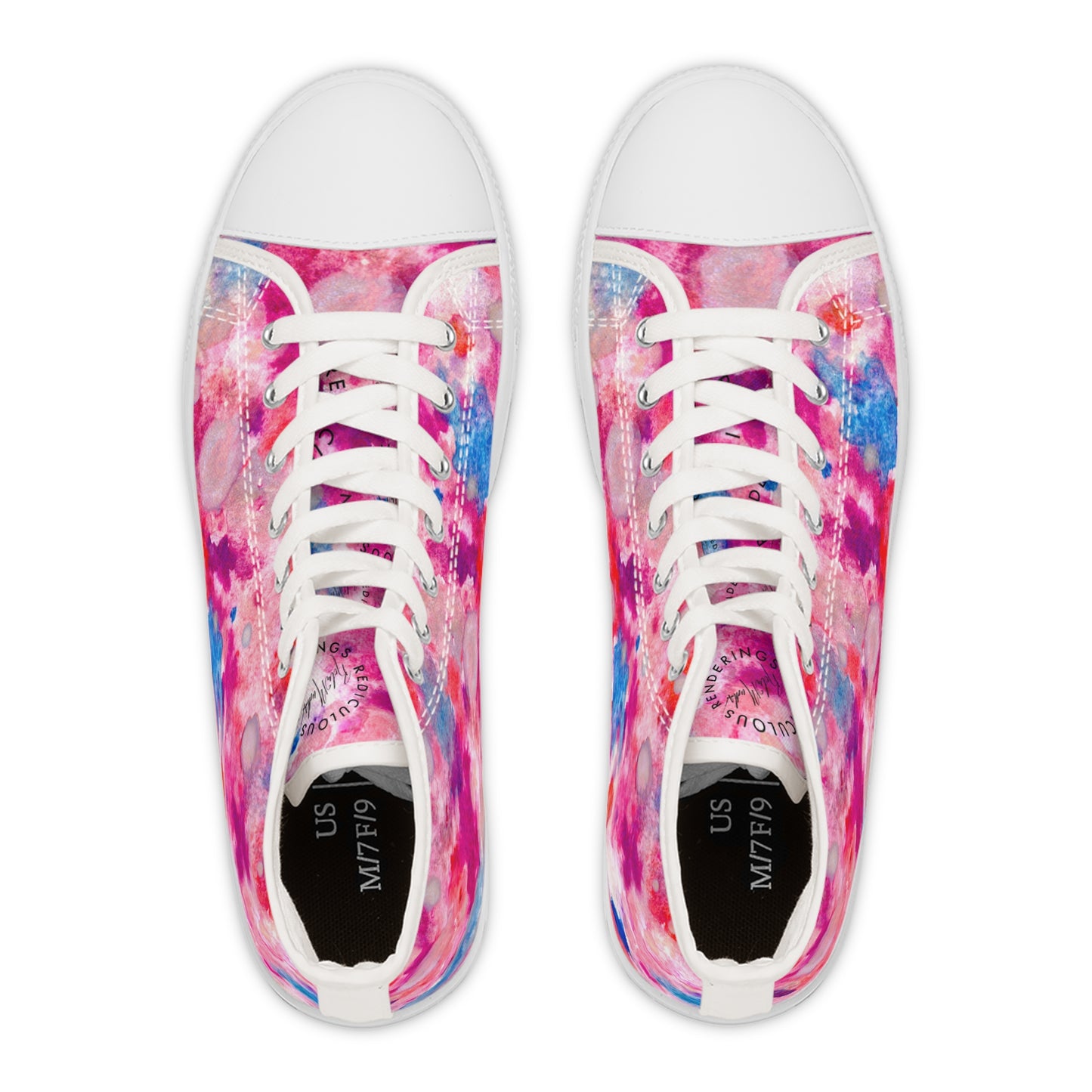 Women’s High Top Sneakers — Pink Blue Watercolor Tie-Dye Pattern