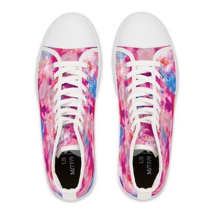 Women’s High Top Sneakers — Pink Blue Watercolor Tie-Dye Pattern