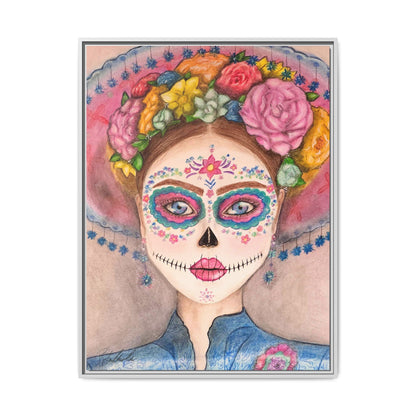 Day of the Dead Skull Woman Framed Wall Art