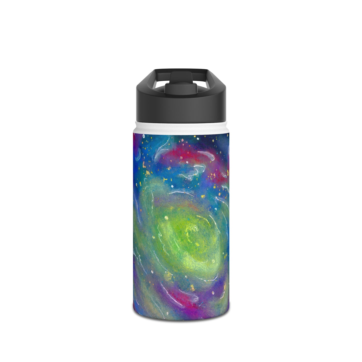 Rainbow Vortex Galaxy Stainless Steel Water Bottle, Standard Lid