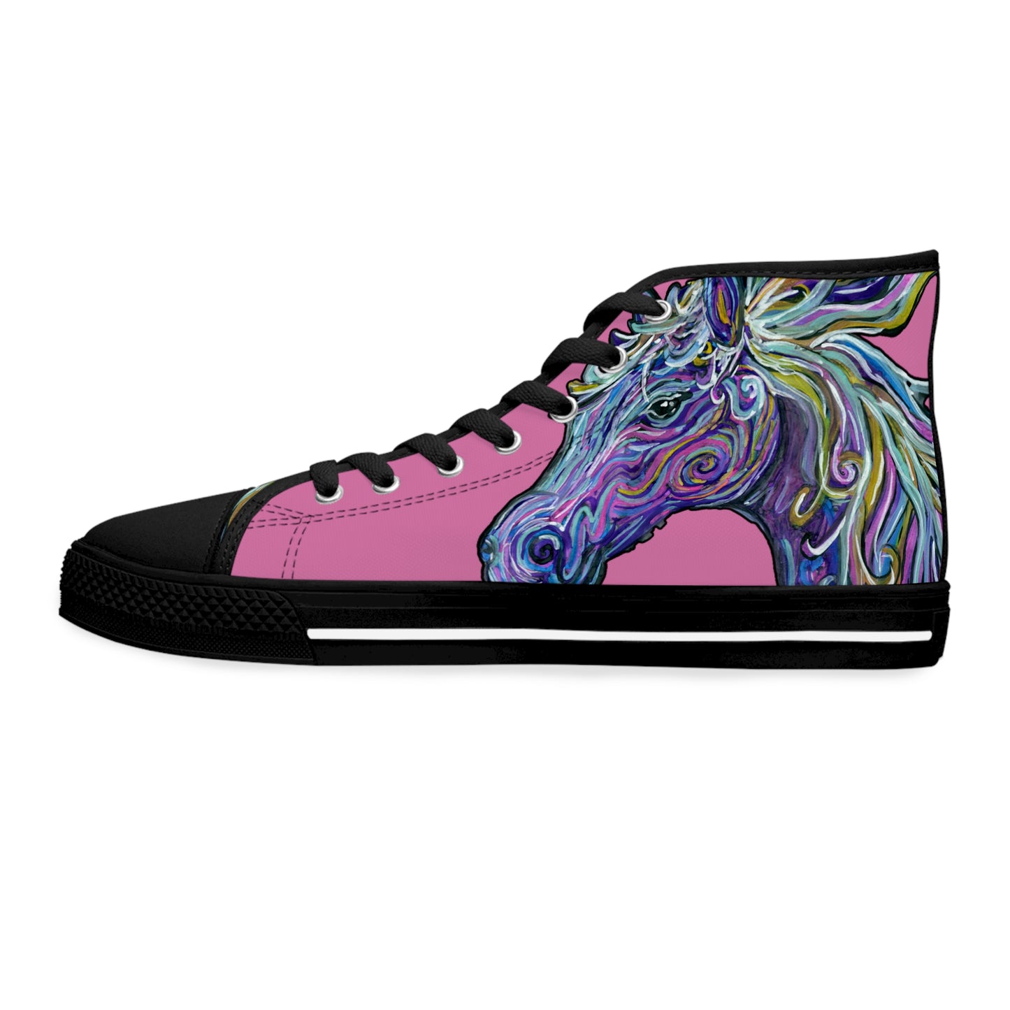 Abstract Horse Unisex High-Top Sneakers Closed Toe Casual Walking Shoes