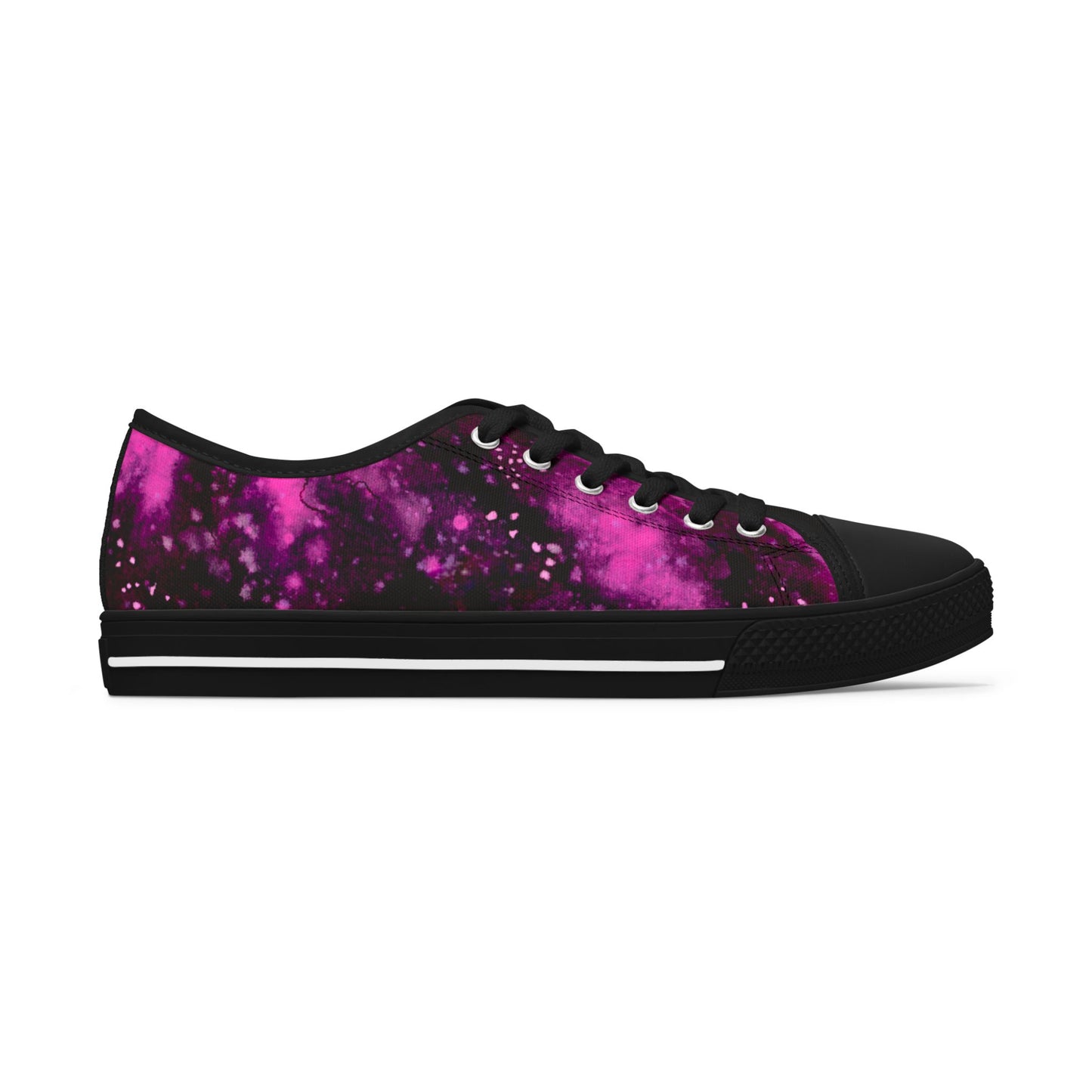 Pink Galaxy Low Top Sneakers — Women's Cosmic Tie-Dye Casual Shoes