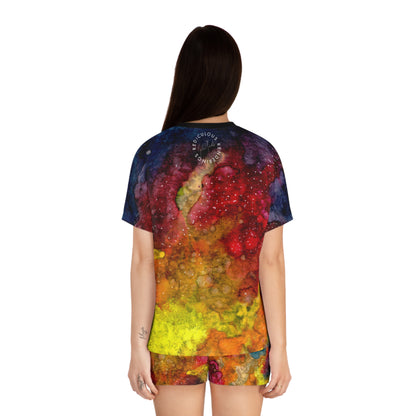 Women's Colorful Marble Pajama Set — Vibrant Abstract AOP Sleepwear