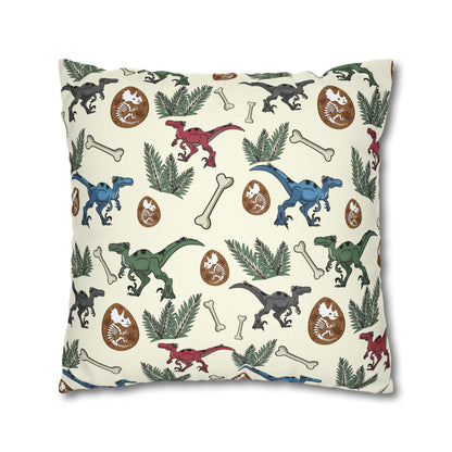 Dinosaur Fossil Pattern Pillowcase — Kids Paleontology Throw Pillow Cover