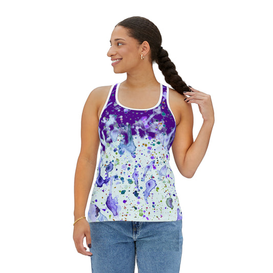 Purple Color Splash Women's Tank Top (AOP)
