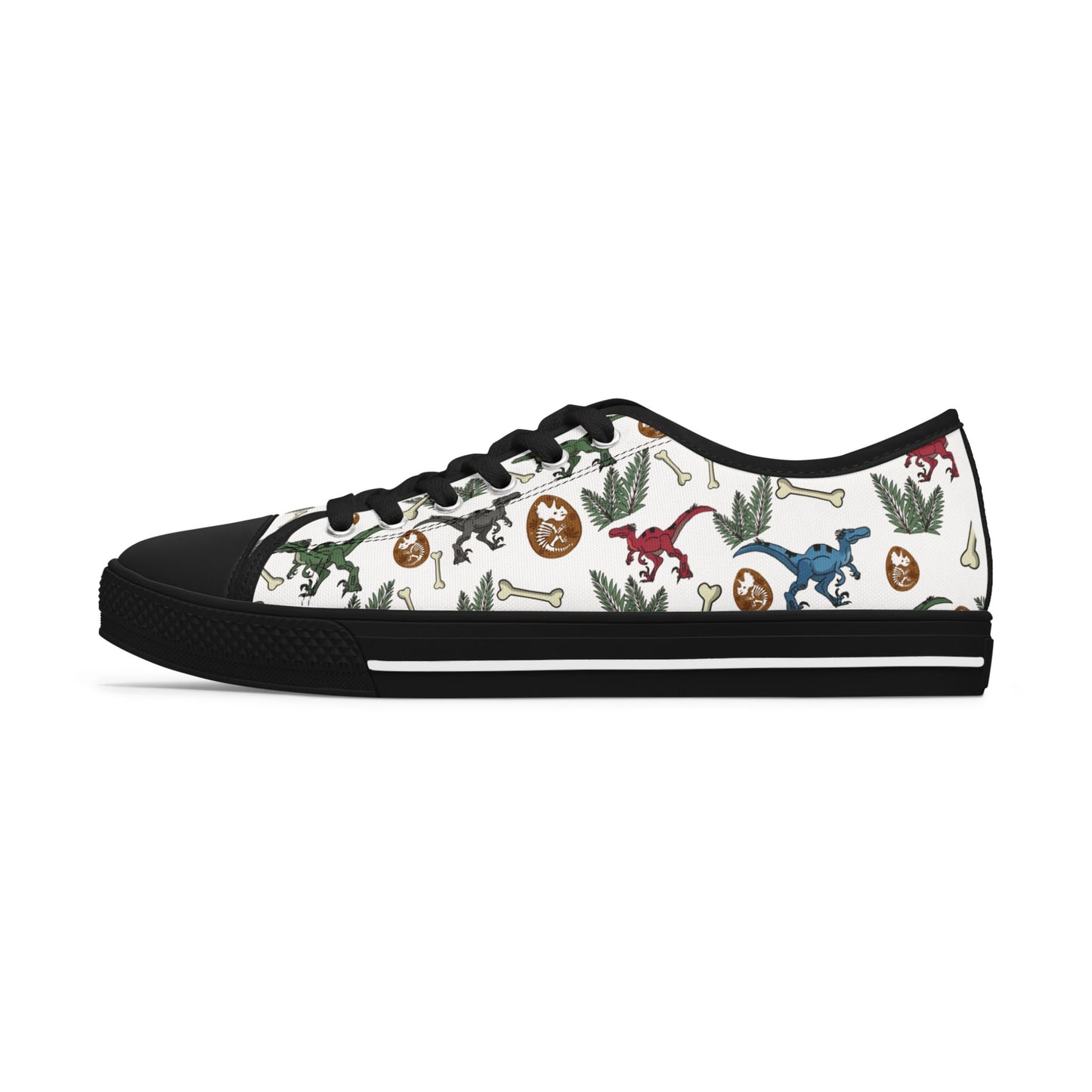 Dinosaur Pattern Women's Low Top Sneakers — Cute Retro Dino Print