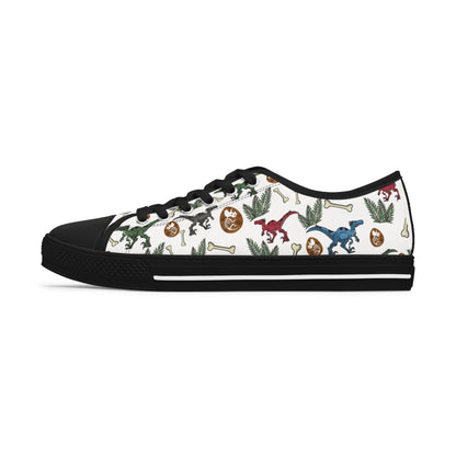 Dinosaur Pattern Women's Low Top Sneakers — Cute Retro Dino Print