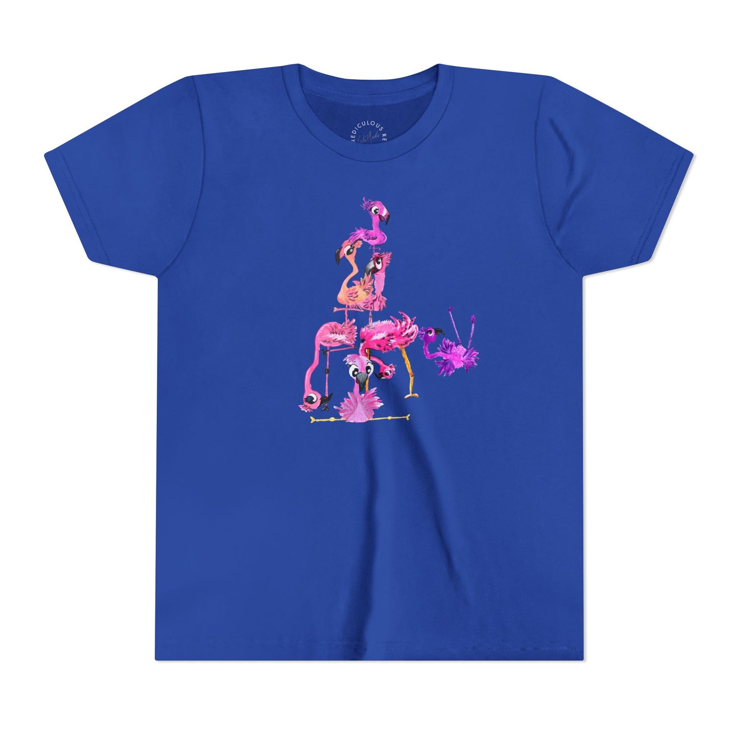 Youth Tee — Watercolor Pink Flamingo Stack Kids T-Shirt