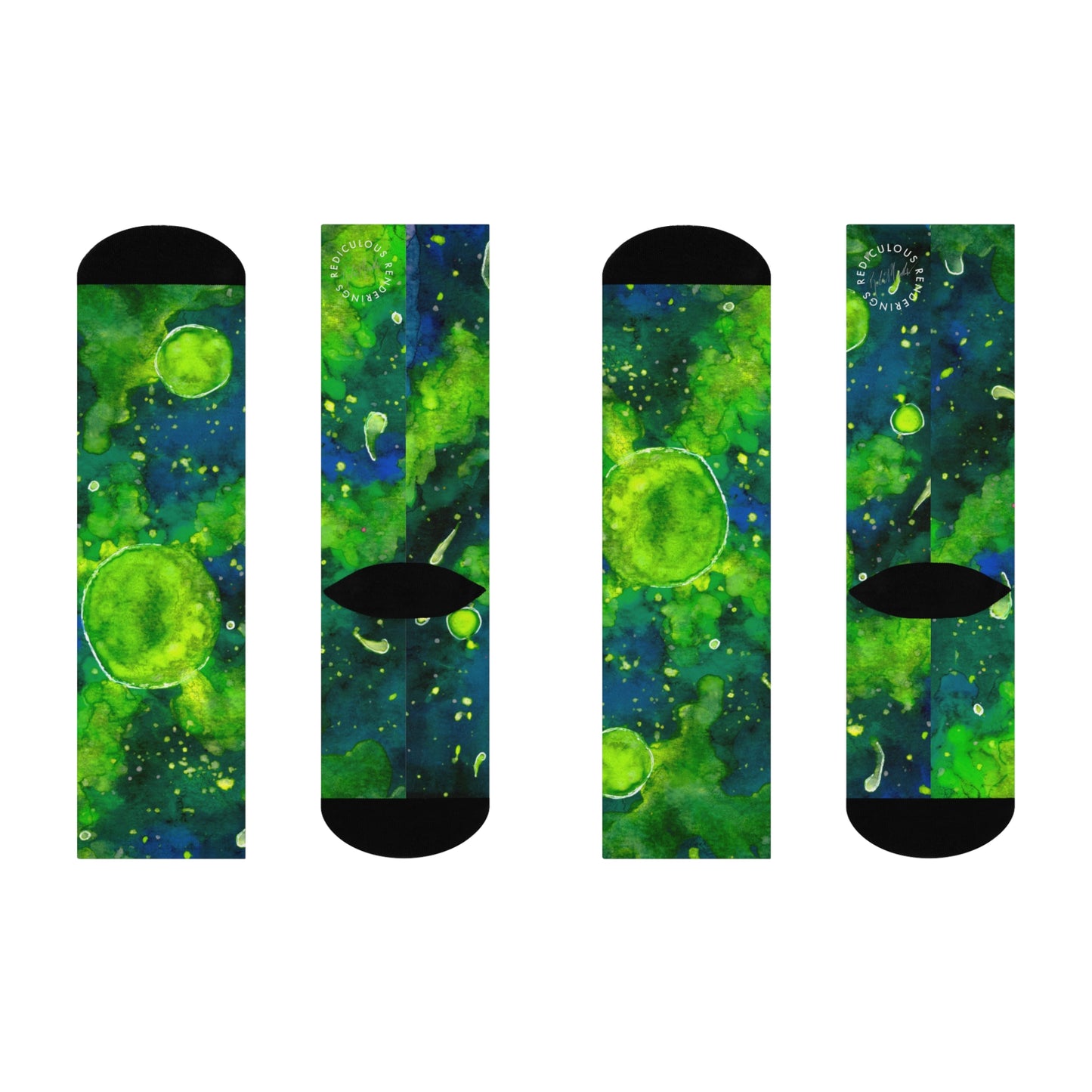 Green Galaxy Cushioned Crew Socks