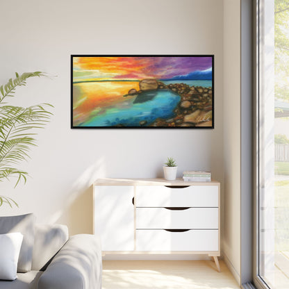 Sunset Ocean Beach Framed Wall Art