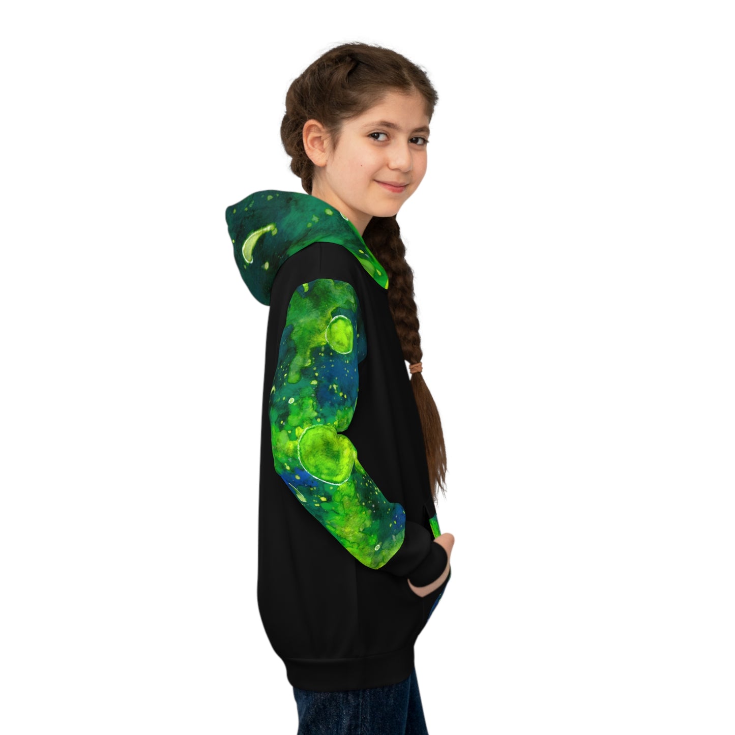 Green Galaxy Children's Hoodie (AOP)