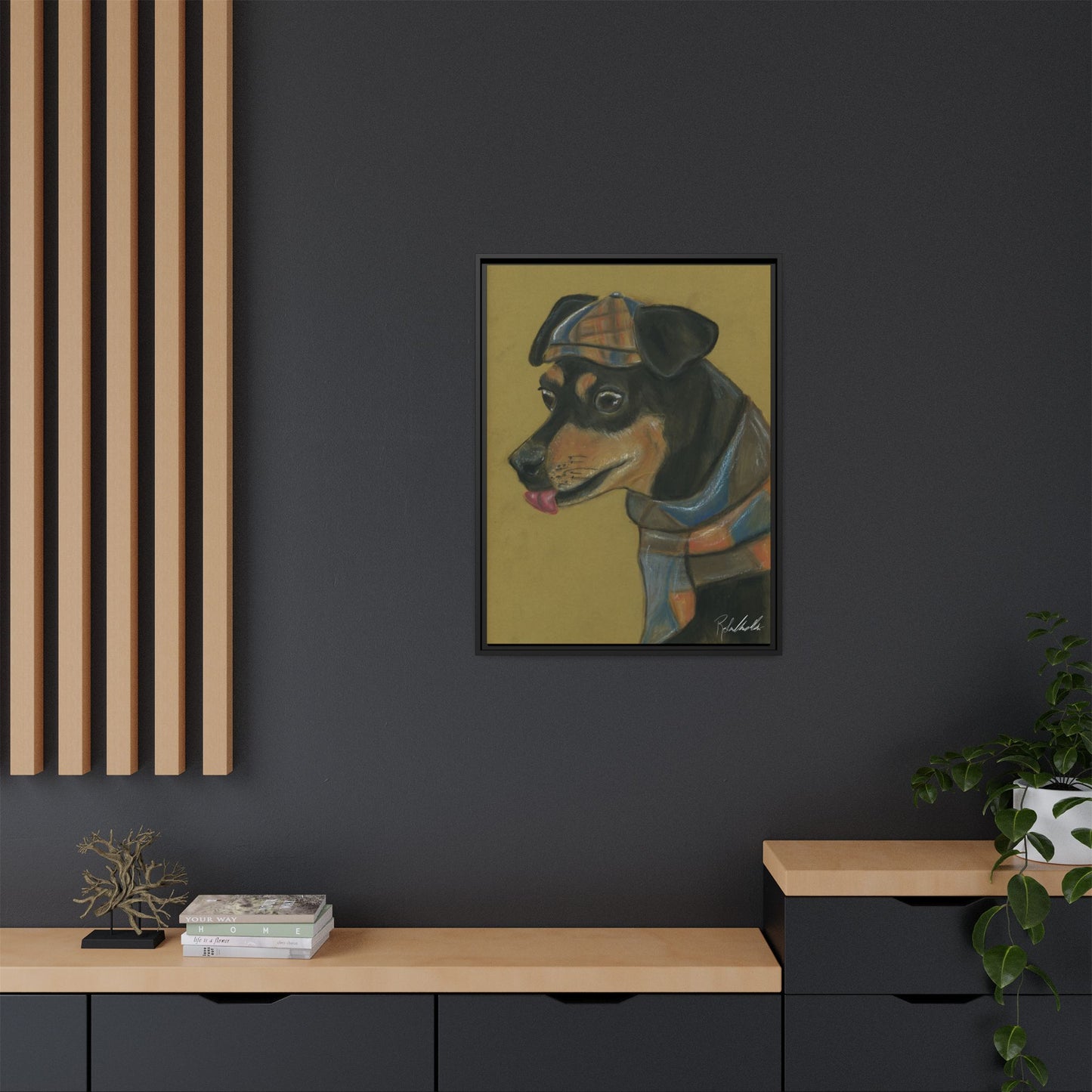 Small Chihuahua Dog in Hat Framed Wall Art