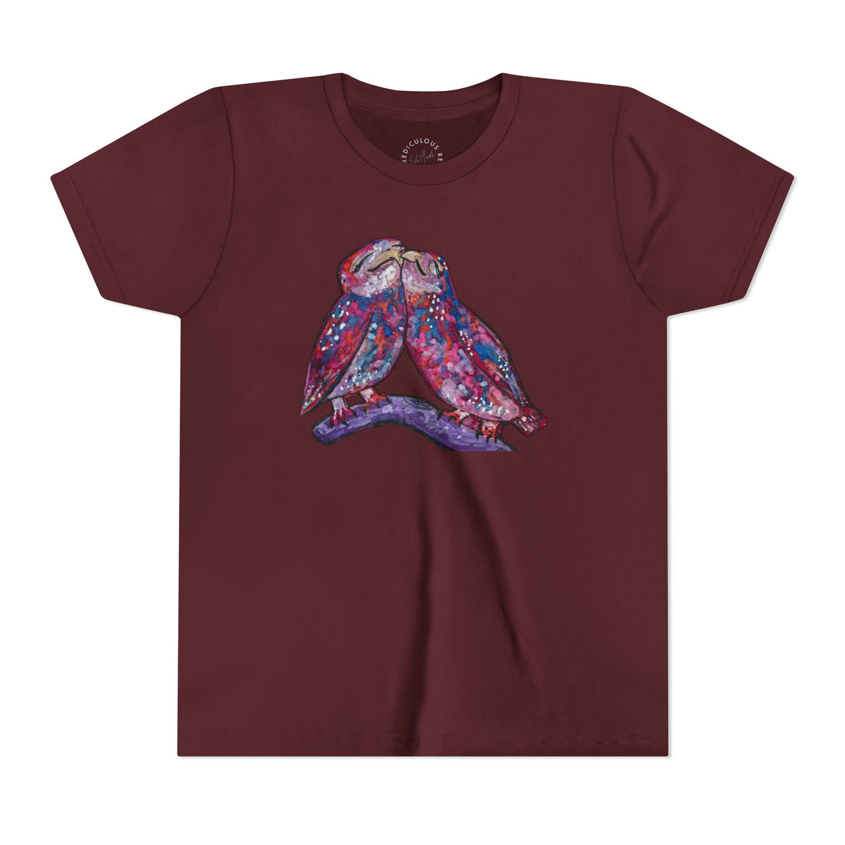 Youth Tee – Watercolor Lovebirds Graphic