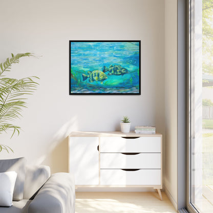 Framed Matte Canvas - Underwater Fish Scene