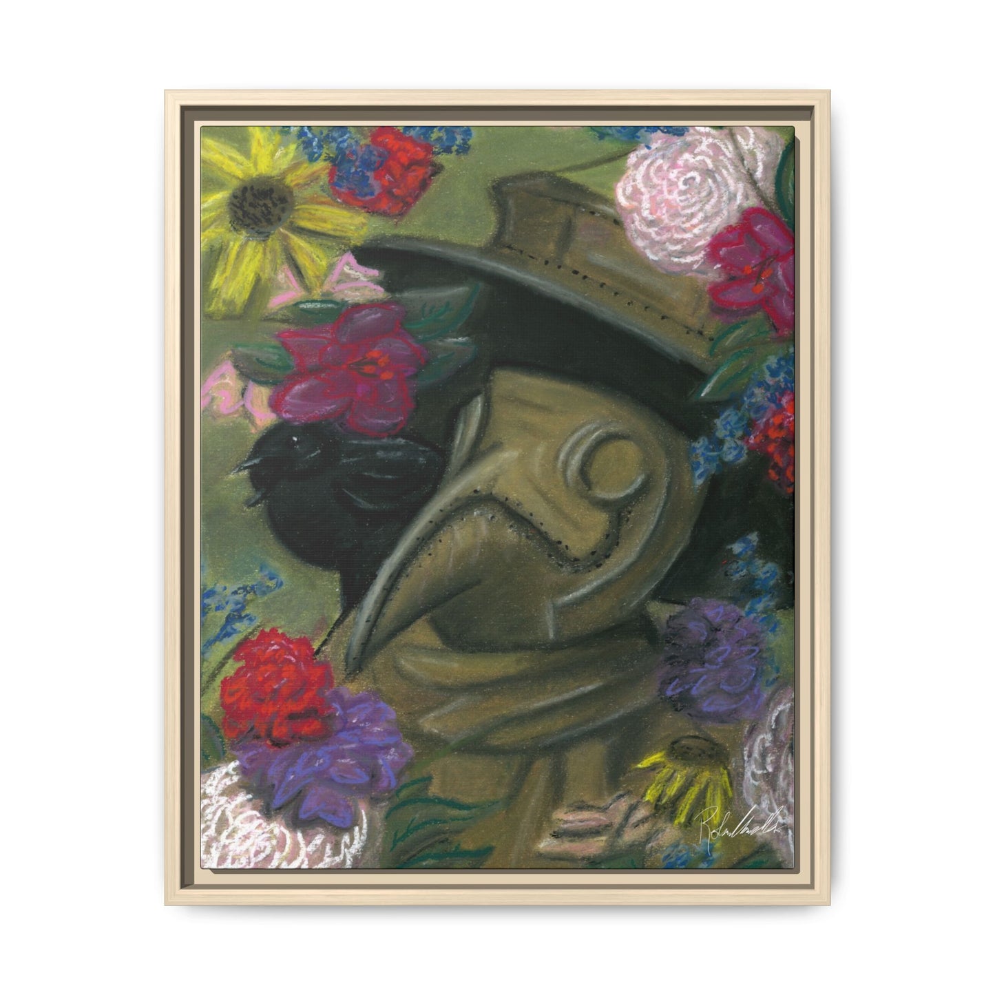 Plague Doctor and Raven Framed Wall Art