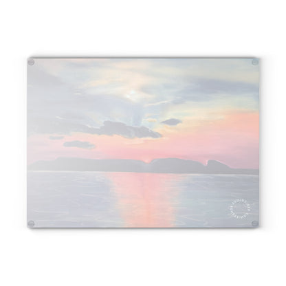 Glass Cutting Board — Sunset Seascape Tempered Glass Chopping Board