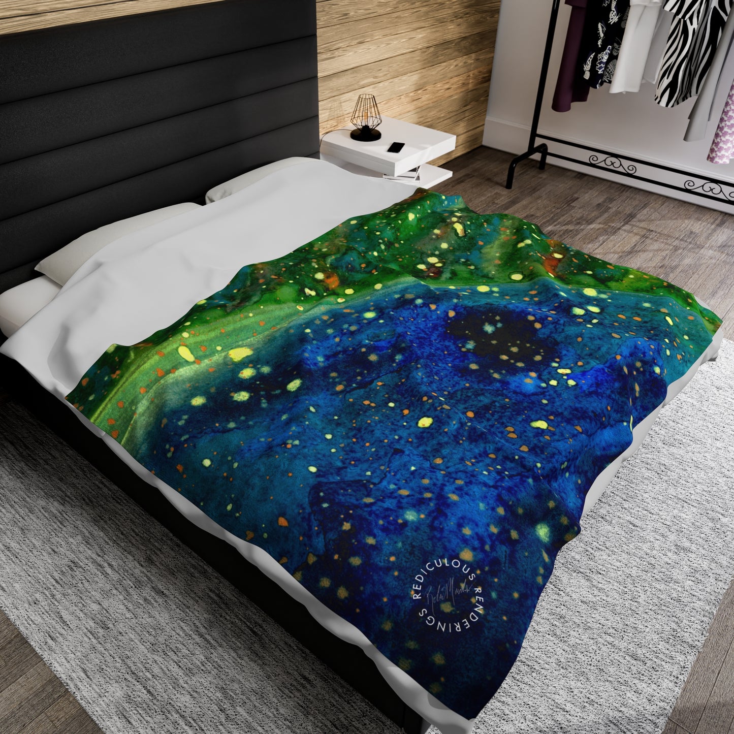 Blue Planet Galaxy Velveteen Plush Blanket