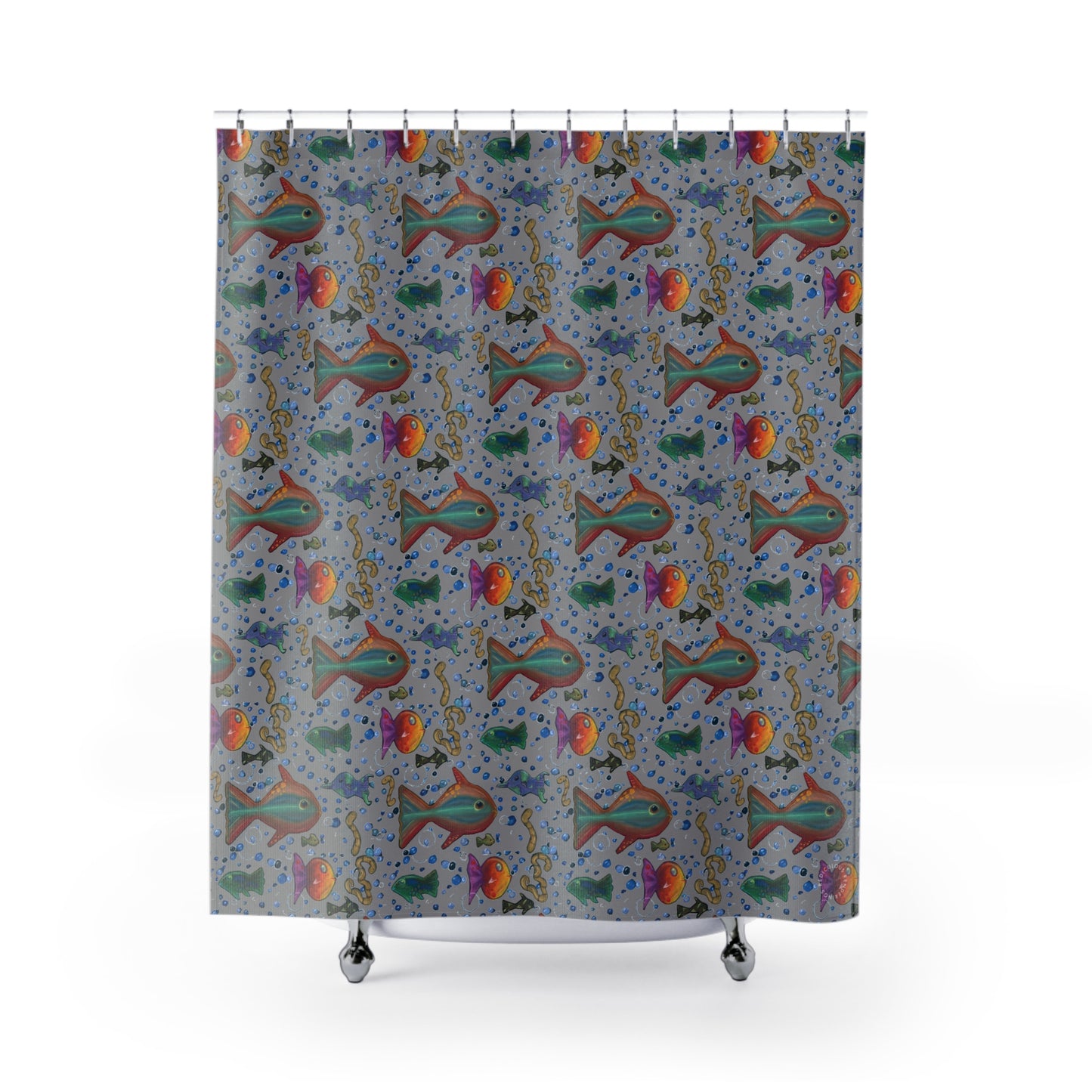 Fish- Gray Shower Curtain