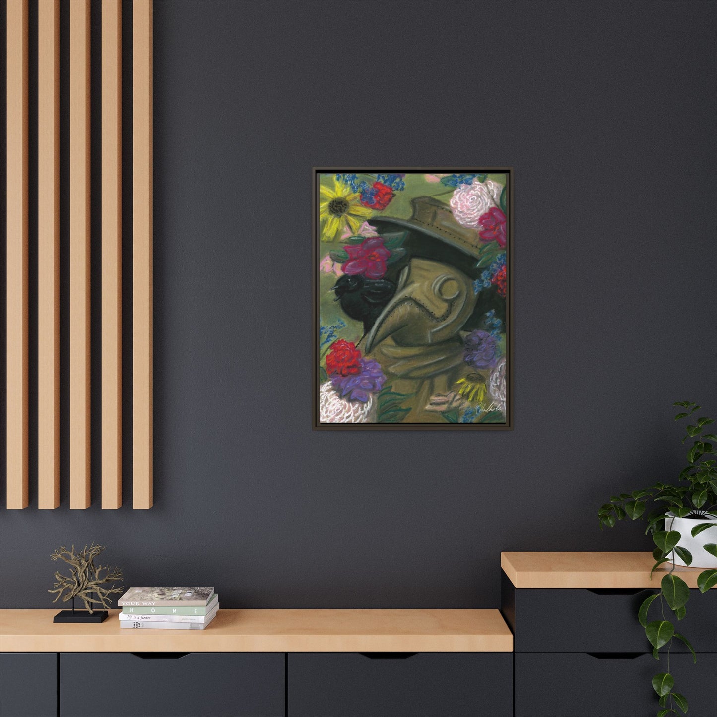 Plague Doctor and Raven Framed Wall Art