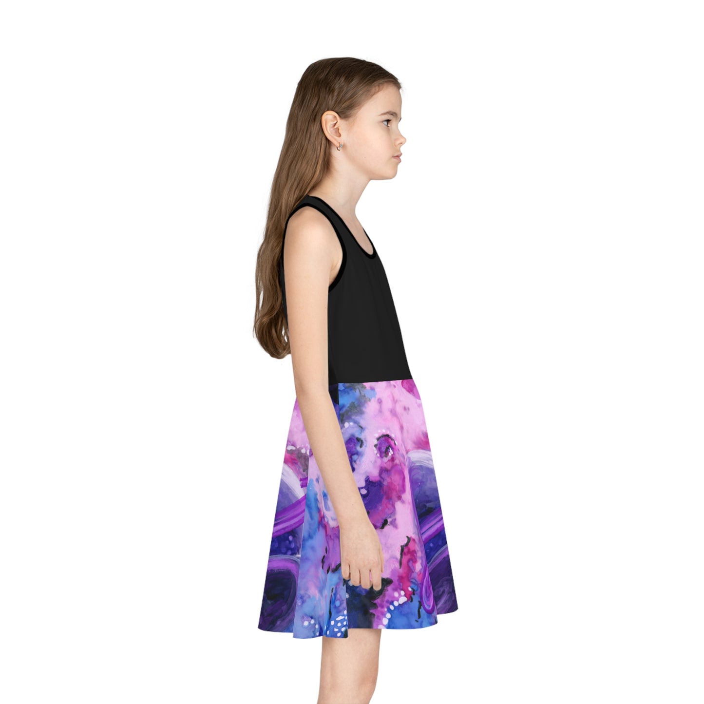 Purple Galaxy Girls' Sleeveless Sundress (AOP)