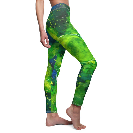 Green Galaxy Women's Cut & Sew Casual Leggings (AOP)