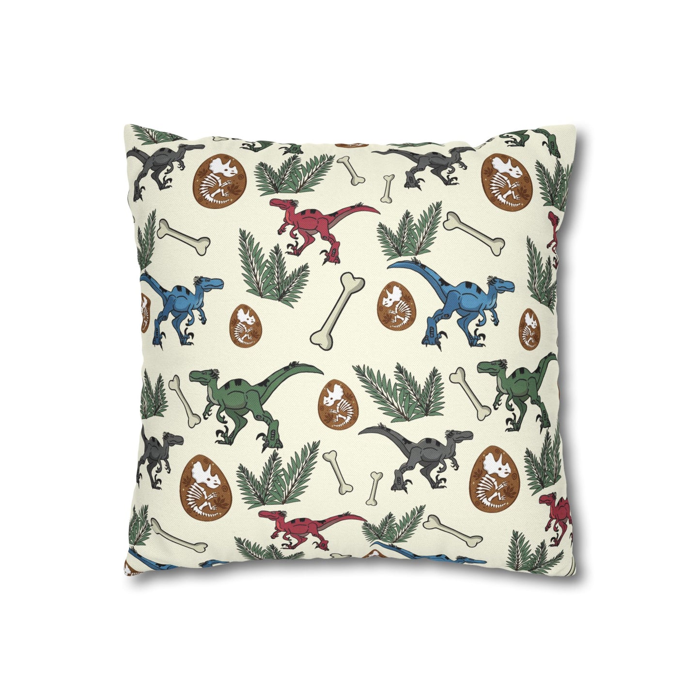 Dinosaur Fossil Pattern Pillowcase — Kids Paleontology Throw Pillow Cover