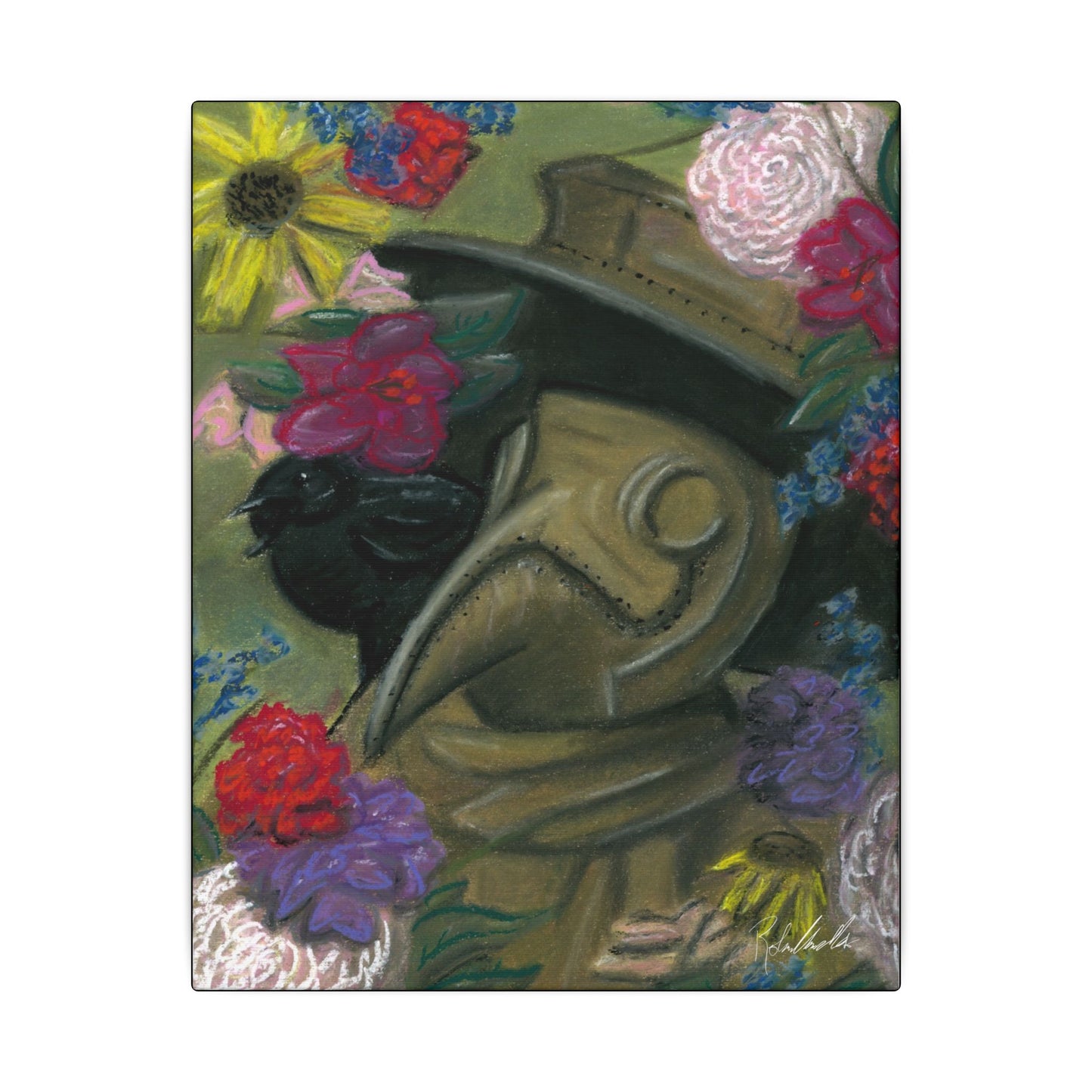 Plague Doctor and Raven Canvas Gallery Wrap