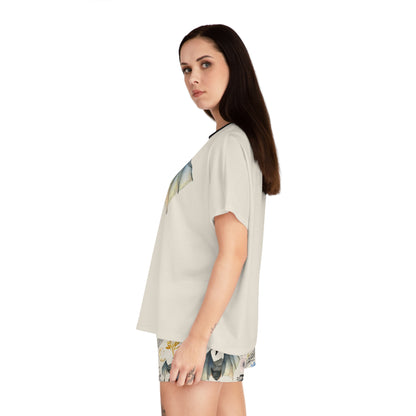 Bat Floral Women's Short Pajama Set — Cute Nightwear with Bat & Floral Print
