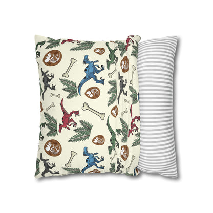 Dinosaur Fossil Pattern Pillowcase — Kids Paleontology Throw Pillow Cover