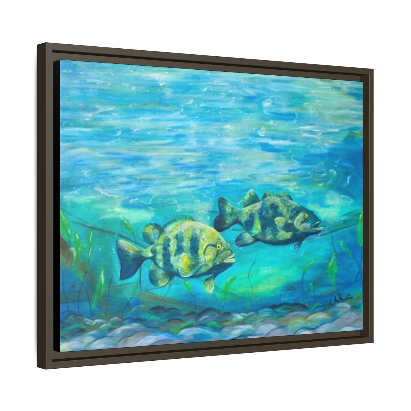 Framed Matte Canvas - Underwater Fish Scene